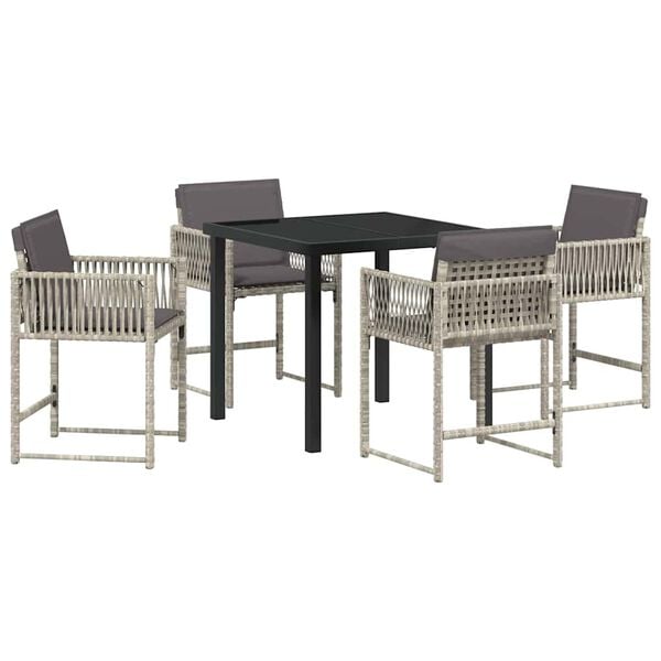 vidaXL Garden Dining Set 5 pcs Light Grey Poly Rattan