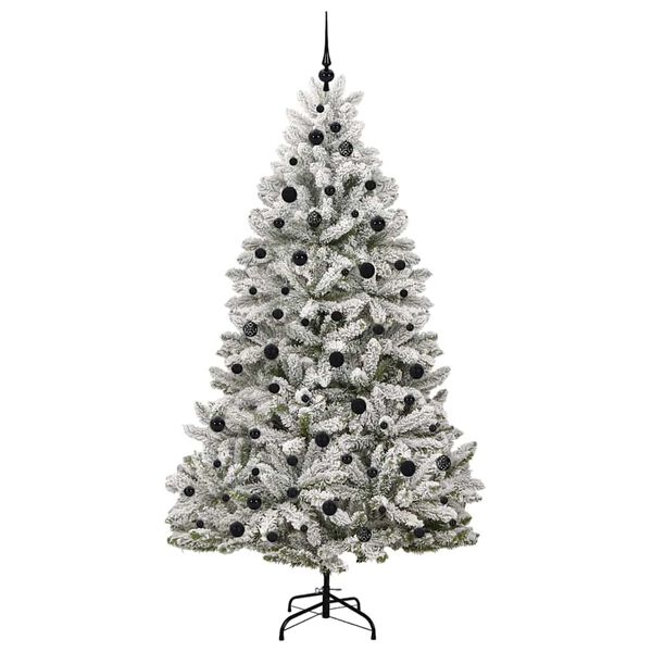 vidaXL Artificial Christmas Tree Green and White 210 cm PVC and Metal