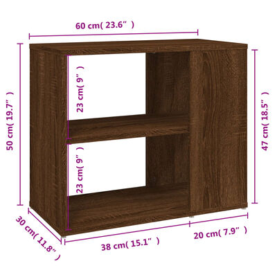 vidaXL Side Cabinet Brown Oak 60x30x50 cm Engineered Wood