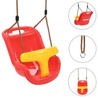 vidaXL Baby Swing with Safety Belt PP Red