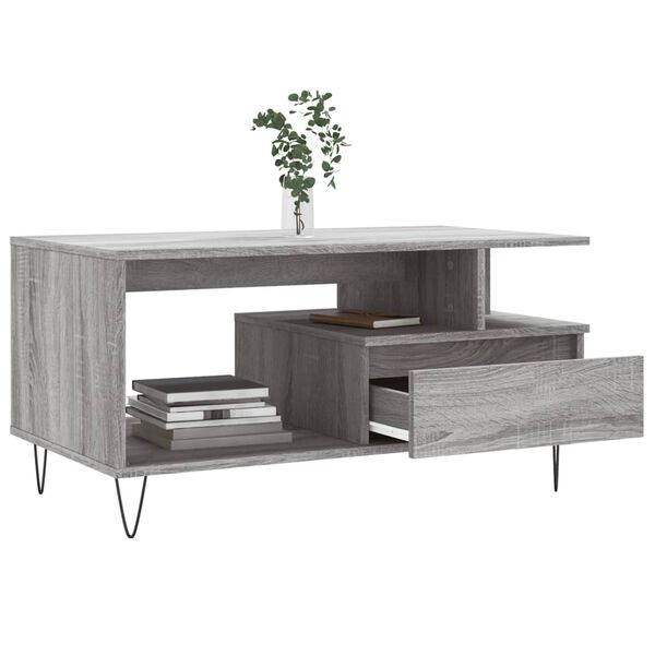 vidaXL Coffee Table Grey Sonoma 90x49x45 cm Engineered Wood