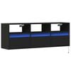 vidaXL TV Wall Cabinet with LED Lights Black 130x31x45 cm