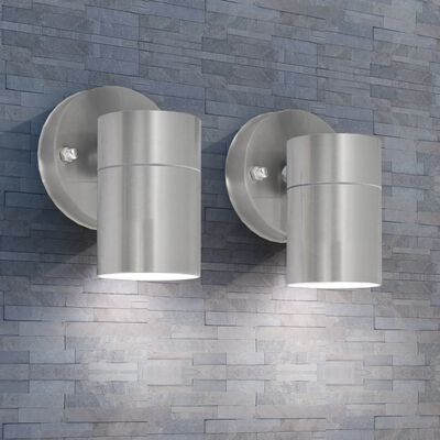 vidaXL Outdoor LED Wall Lights 2 pcs Stainless Steel Downwards