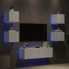 vidaXL 5 Piece TV Wall Cabinets with LED Lights White