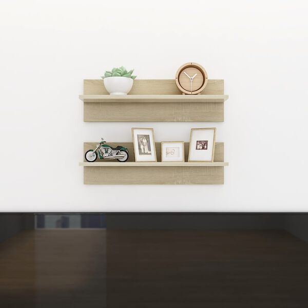 vidaXL Wall Shelf 2 pcs Sonoma Oak 60x11.5x18 cm Engineered Wood