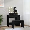 vidaXL Dressing Table Set with LED Black Engineered Wood