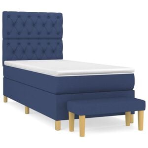 vidaXL Box Spring Bed with Mattress Blue 80x200 cm Fabric