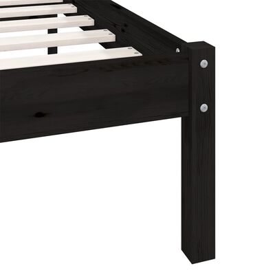 vidaXL Bed Frame Black Solid Pinewood 140x200 cm