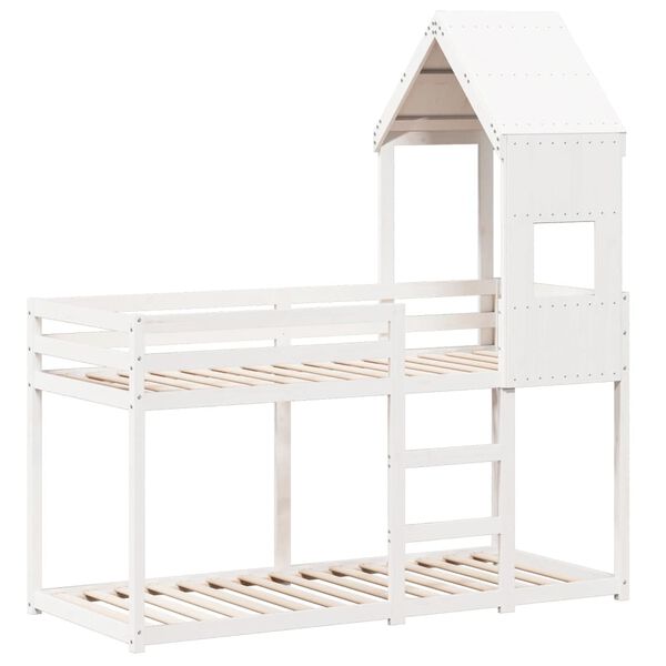 vidaXL Bunk Bed without Mattress White 75x190 cm Small Single Solid Wood Pine