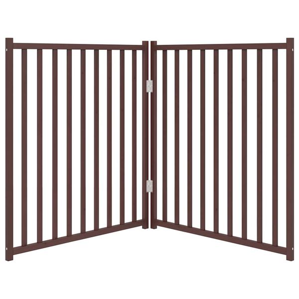 vidaXL Dog Gate Foldable 2 Panels Brown Oak 160 cm Solid Wood Fir