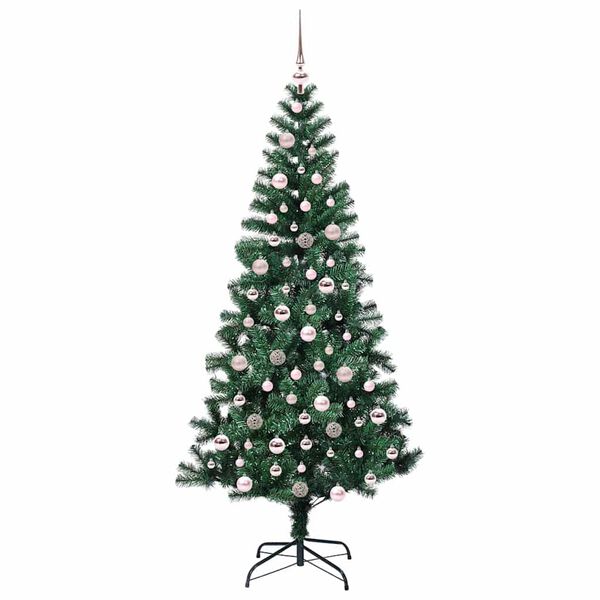 vidaXL Artificial Pre-lit Christmas Tree Green 210 cm PVC and Metal