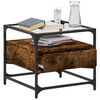 vidaXL Coffee Table with Glass Top Smoked Oak 50x50x45 cm Steel