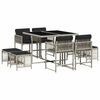 vidaXL 9 Piece Garden Dining Set with Cushions Light Grey Poly Rattan