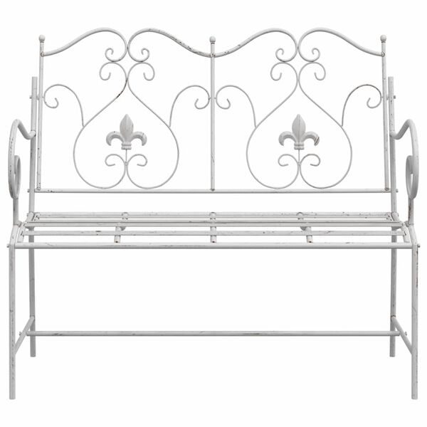 vidaXL Garden Bench Antique White 104 x 54 x 93 cm Steel