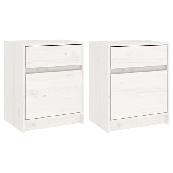 vidaXL Bedside Cabinets 2 pcs White 40x31x50 cm Solid Pinewood