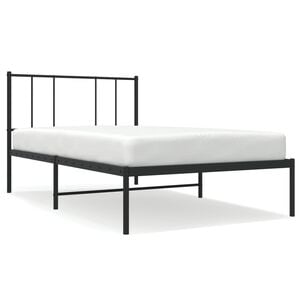 vidaXL Metal Bed Frame without Mattress with Headboard Black 75x190cm