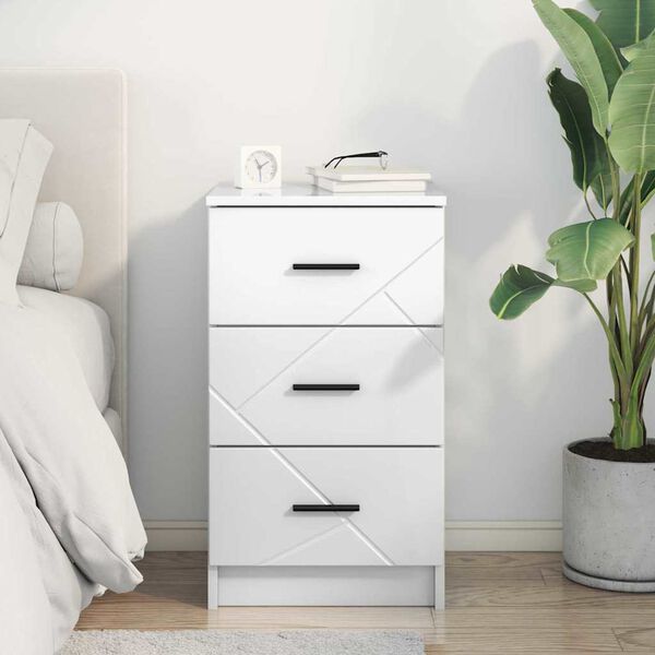 vidaXL Bedside Cabinet with Drawer High gloss white 38 x 38 x 66 cm