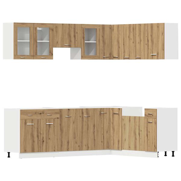 vidaXL 11 Piece Kitchen Cabinet Set Lyon Artisan Oak Engineered Wood