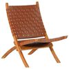 vidaXL Folding Relaxing Chair Brown Real Leather