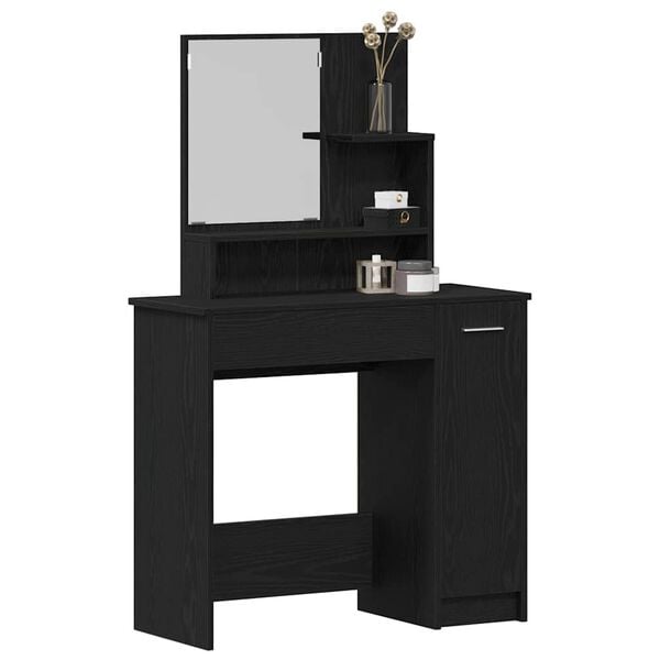 vidaXL Dressing Table Black Oak 86.5 x 35 x 136 cm Engineered Wood