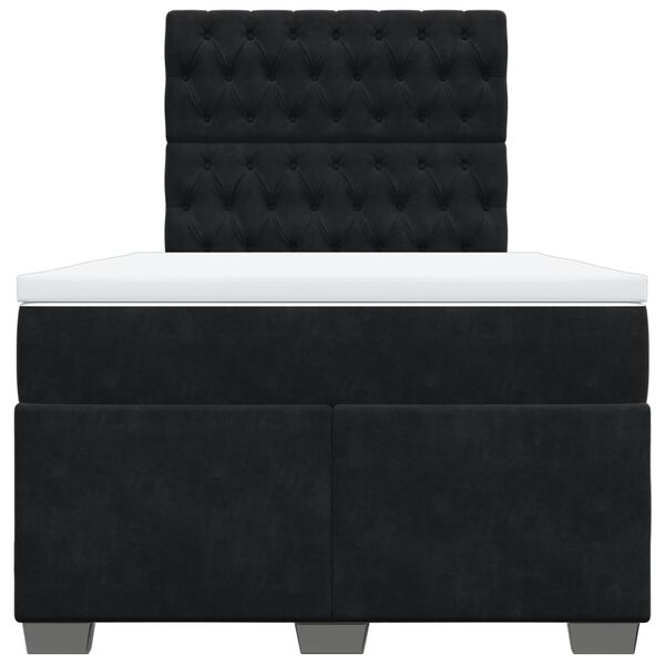 vidaXL Box Spring Bed with Mattress Black 120x190 cm Small Double Velvet