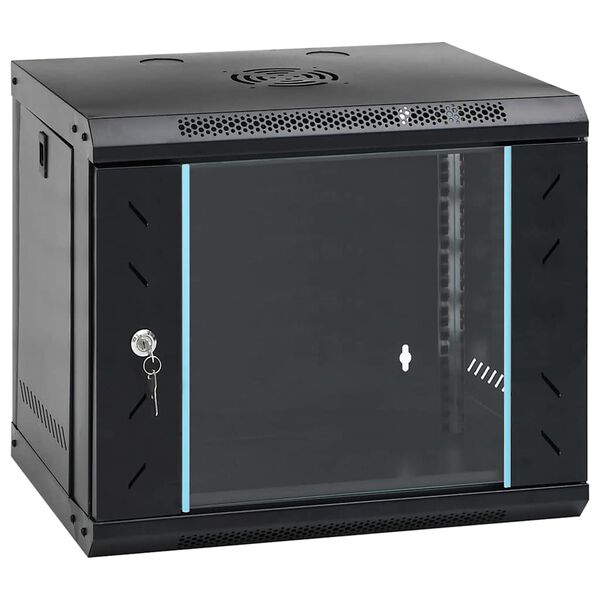vidaXL Network Cabinet with Storage Black 53 x 45 x 45 cm Steel