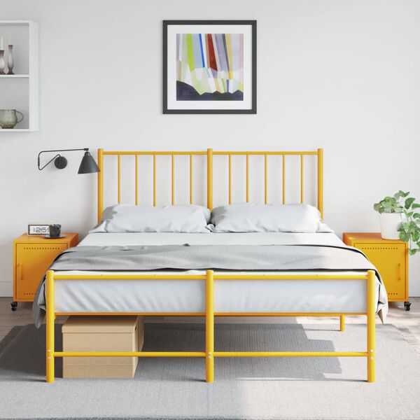 vidaXL Bedside Cabinets 2 pcs Mustard Yellow 36x39x43.5 cm Steel