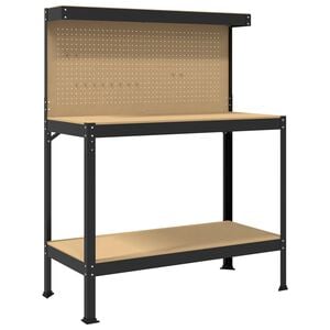 vidaXL Workbench Black 114 x 54 x 145 cm Engineered Wood and Metal
