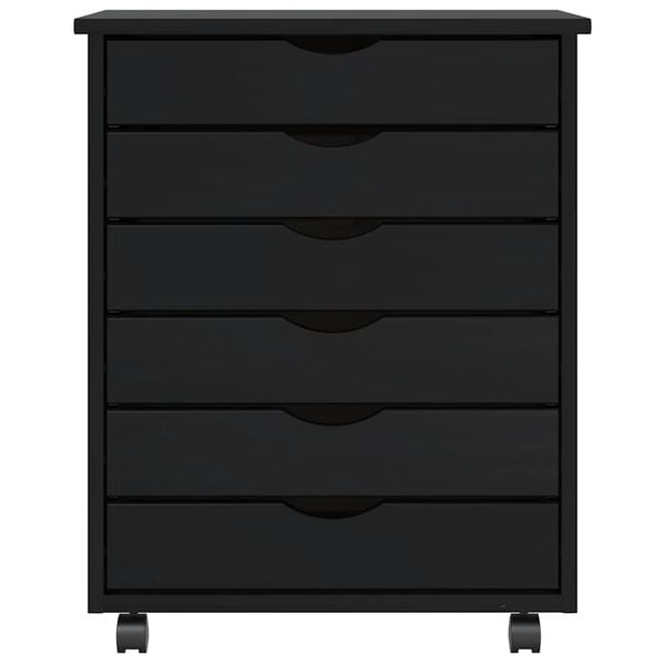vidaXL Rolling Cabinet with Drawers MOSS Black Solid Wood Pine