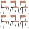 vidaXL Dining Chairs 6 pcs Brown Plywood
