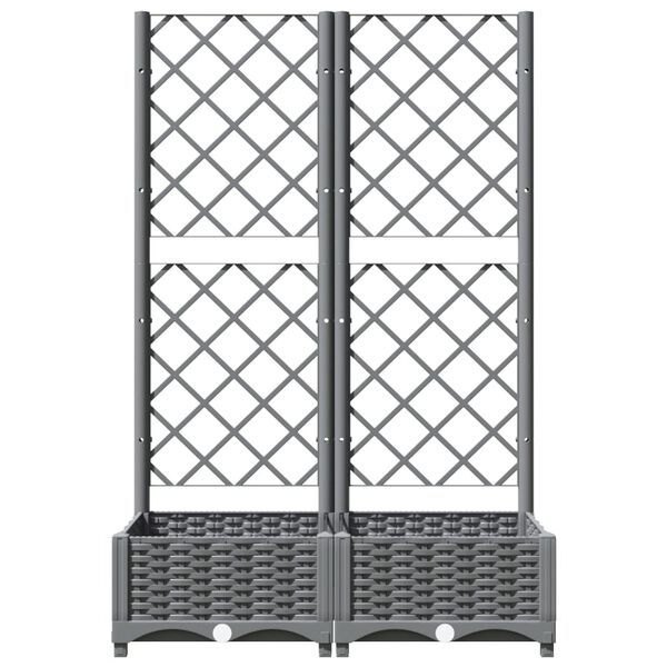 vidaXL Garden Planter with Trellis Light Grey 80x40x121.5 cm PP