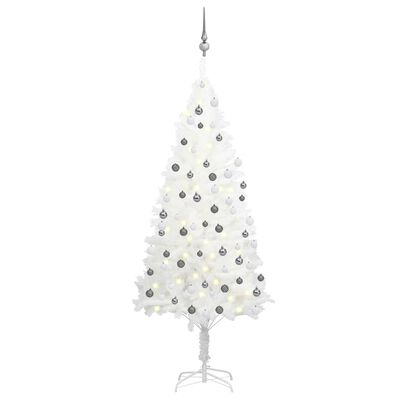 vidaXL Artificial Pre-lit Christmas Tree with Ball Set White 180 cm