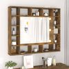 vidaXL Mirror Cabinet with LED Smoked Oak 91x15x76.5 cm