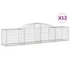 vidaXL Arched Gabion Baskets 12 pcs 300x50x60/80 cm Galvanised Iron