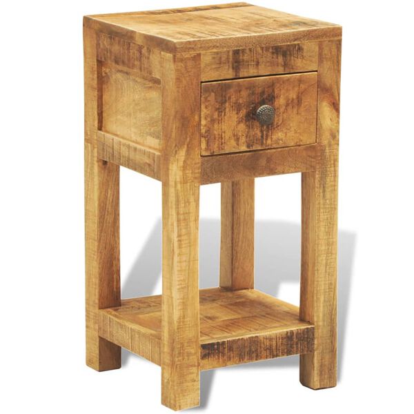 vidaXL Nightstand with 1 Drawer Solid Mango Wood