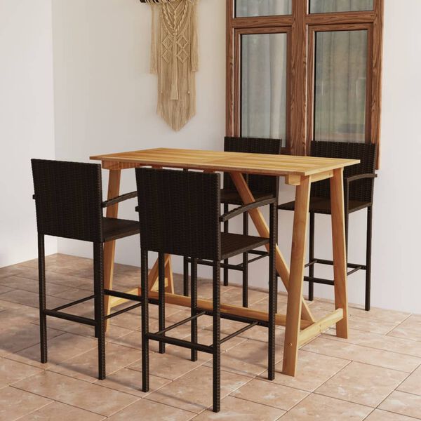 vidaXL 5 Piece Garden Bar Set Brown