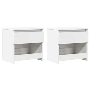 vidaXL Bedside Cabinets 2 pcs High Gloss White 40x30x39 cm Engineered Wood