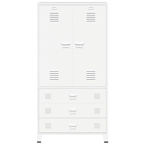 vidaXL Industrial Wardrobe White 90x50x180 cm Metal