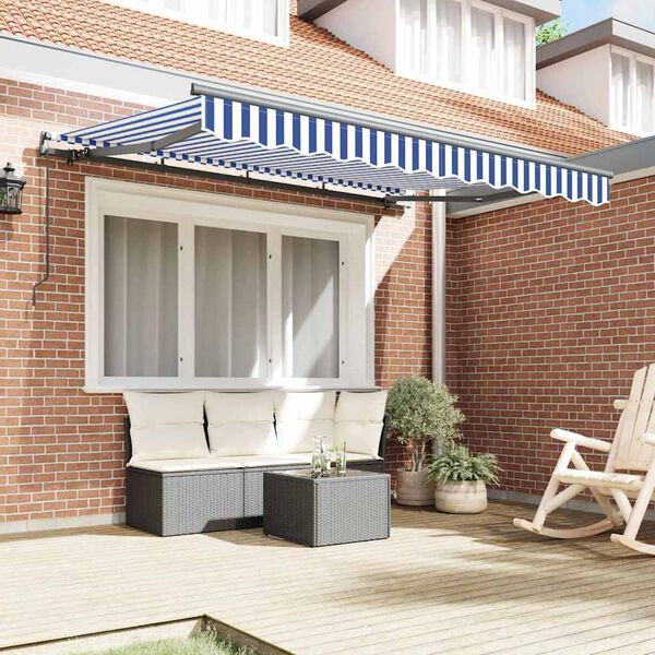 vidaXL Retractable Awning Manual Blue 300 x 200 cm Fabric