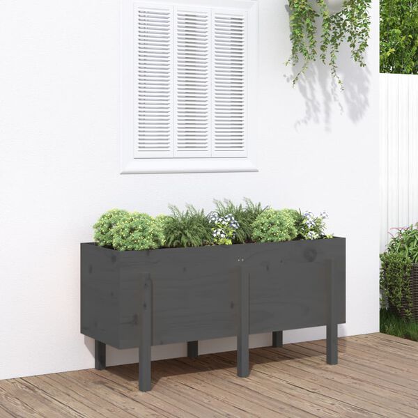 vidaXL Garden Raised Bed Grey 121x50x57 cm Solid Wood Pine