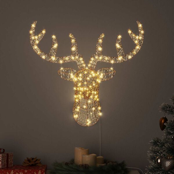 vidaXL Reindeer Pull Sleigh Warm white 68 x 36.5 x62.5 cm PET