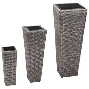 vidaXL Garden Raised Bed | Set of 3 | Grey | PE (polyethylene) rattan, steel