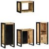 vidaXL Bathroom Furniture Set 4 pcs Brown and Black Solid Mango Wood