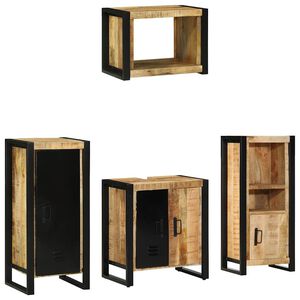 vidaXL Bathroom Furniture Set 4 pcs Brown and Black Solid Mango Wood
