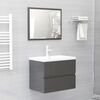 vidaXL 2 Piece Bathroom Furniture Set High Gloss Grey Engineered Wood