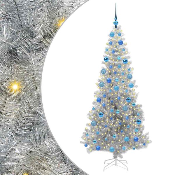 vidaXL Christmas Tree with 300 LEDs with Stand Silver 180 cm PET