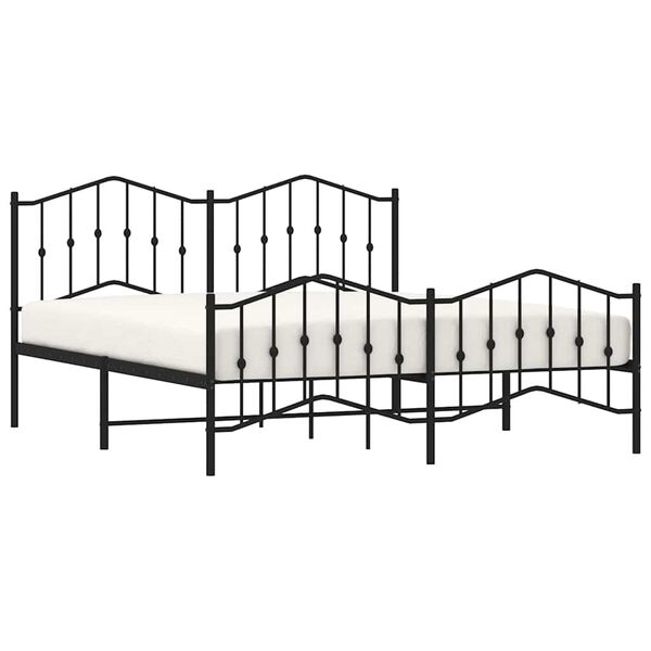 vidaXL Metal Bed Frame without Mattress with Footboard&nbsp;Black 183x213cm