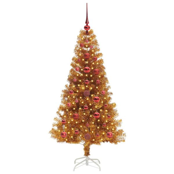 vidaXL Christmas Tree with 150 LEDs with Stand Gold 120 cm PET
