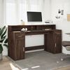vidaXL Desk with LED Lights Brown Oak 160x55x91 cm Engineered Wood