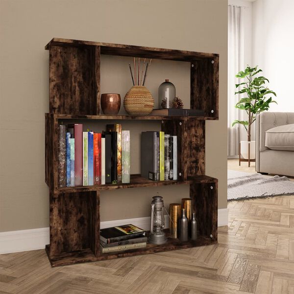 vidaXL Book Cabinet/Room Divider Smoked Oak 80x24x96cm Engineered Wood